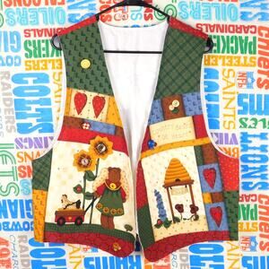 Vintage Country Bears At Heart Country Style Teacher Vest Grandma Cottage Core